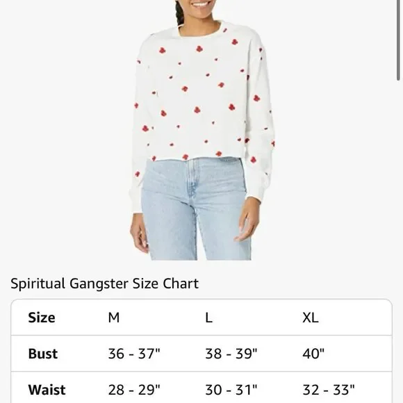 Spiritual‎ Gangster Mazzy Cropped Floral Embroidered Sweatshirt Sz M - Picture 5 of 5